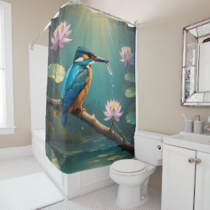 Elegant Kingfisher Bird  Shower Curtain