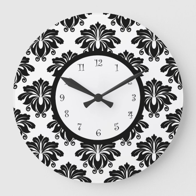 Elegant Kitchen Damask Wall Decor Large Clock (Front)
