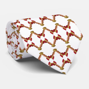 Elegant Knitted Rings Red Gold Pattern Necktie, Cr Tie