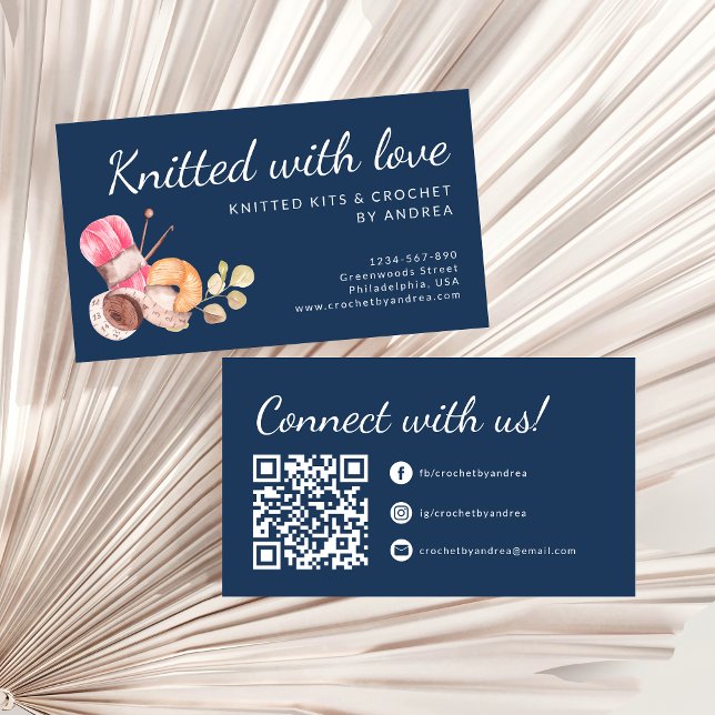 Elegant Knitted with Love Handmade Yarn Crochet Business Card (Creator Uploaded)