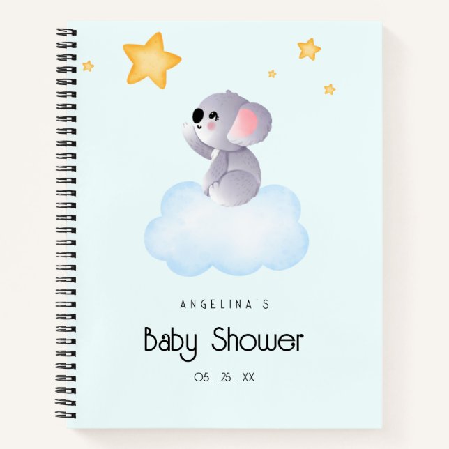 Elegant Koala Baby Shower Gift List Notebook  (Front)