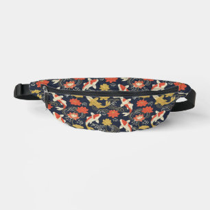 Elegant Koi Fish and Lotus Pattern Bum Bags