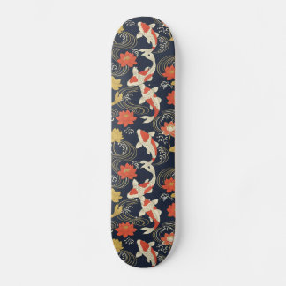 Elegant Koi Fish and Lotus Pattern Skateboard