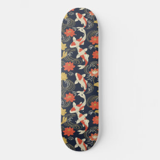 Elegant Koi Fish and Lotus Pattern Skateboard