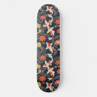 Elegant Koi Fish and Lotus Pattern Skateboard