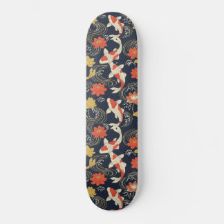 Elegant Koi Fish and Lotus Pattern Skateboard