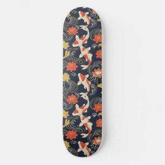Elegant Koi Fish and Lotus Pattern Skateboard