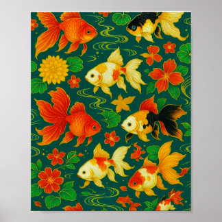 Elegant Koi Pond Pattern Poster