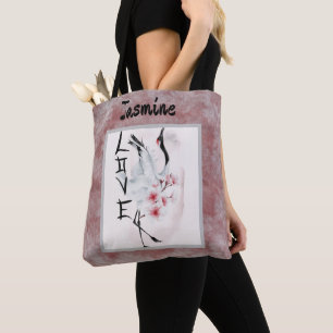 Elegant Korean Crane - Valentine's Love Tote Bag