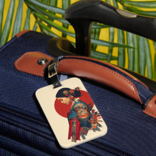 Elegant Korean Woman in Hanbok Portrait Art Canvas Luggage Tag