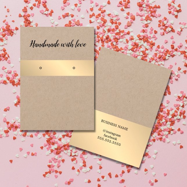 Elegant Kraft Golden Stripe Earring Card (Creator Uploaded)