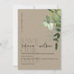 ELEGANT KRAFT GREEN EUCALYPTUS FOLIAGE WATERCOLOR SAVE THE DATE<br><div class="desc">If you need any further customisation please feel free to message me on yellowfebstudio@gmail.com.</div>