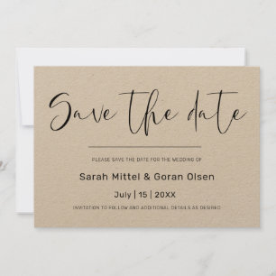 Elegant Kraft paper Save the date Invitation