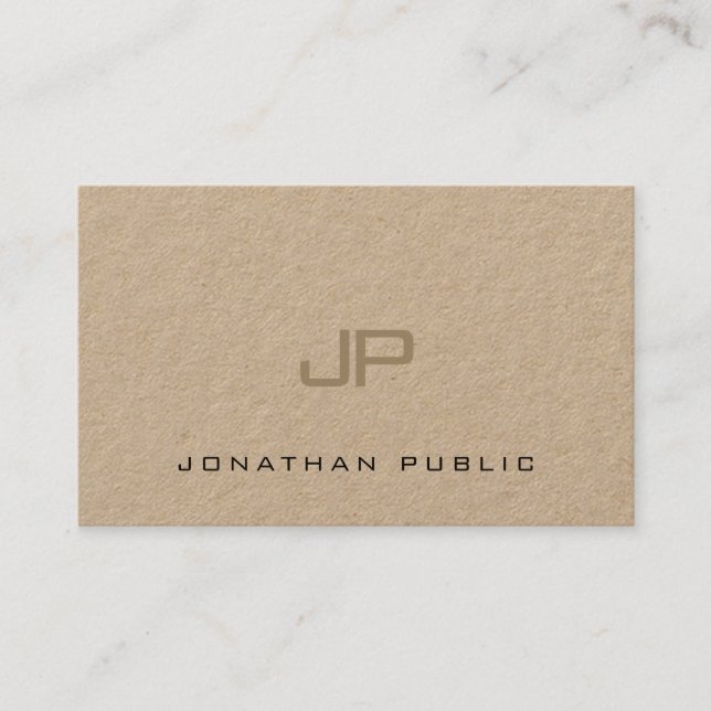 Elegant Kraft Simple Modern Design Artistic Plain Business Card (Front)