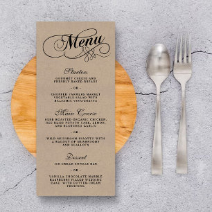 Elegant Kraft Wedding Menu Templates