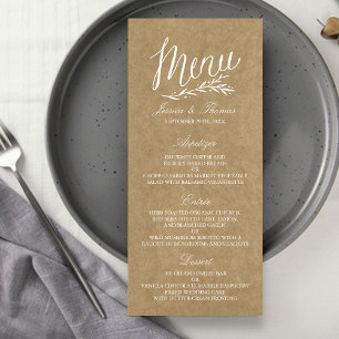 Elegant Kraft Wedding Menu Templates
