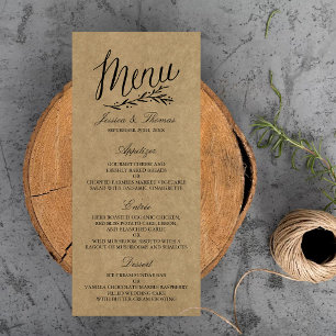 Elegant Kraft Wedding Menu Templates