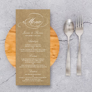 Elegant Kraft Wedding Menu Templates