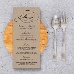 Elegant Kraft Wedding Menu Templates