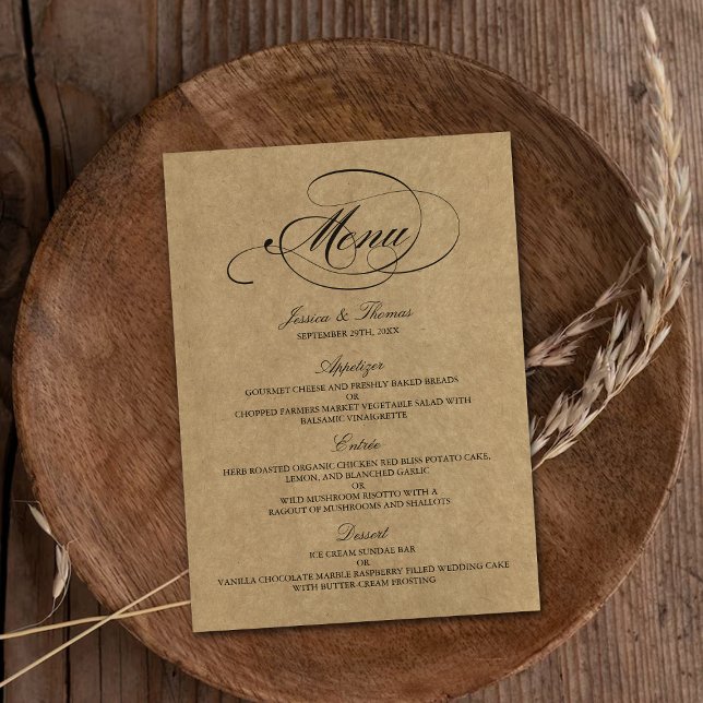 Elegant Kraft Wedding Menu Templates (Creator Uploaded)