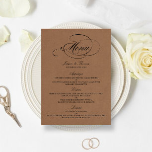 Elegant Kraft Wedding Menu Templates