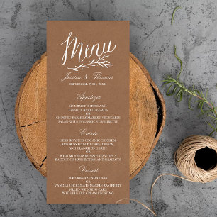 Elegant Kraft Wedding Menu Templates