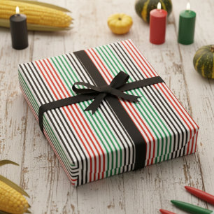 Elegant Kwanzaa Colors Striped Wrapping Paper