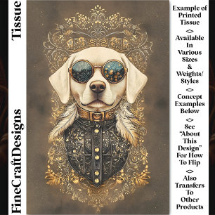 Elegant Labrador Dog, Gold Filigree CM3 Decoupage Tissue Paper