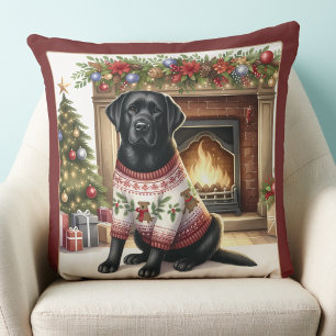 Elegant Labrador Retriever Christmas Puppy Dog  Cushion