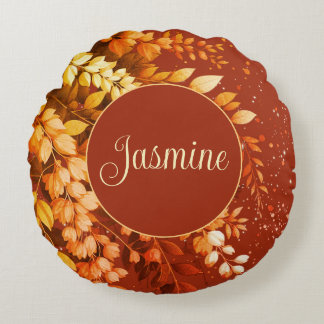 Elegant Laburnum Cascade Round Cushion