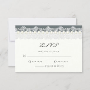 Elegant Lace And Pearls RSVP card