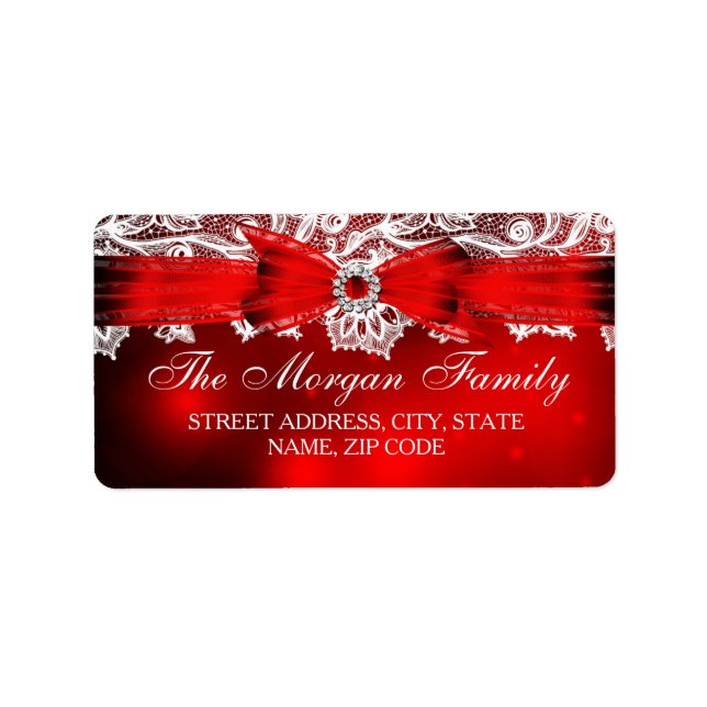 Elegant Lace & Bow Christmas Address Labels (Front)
