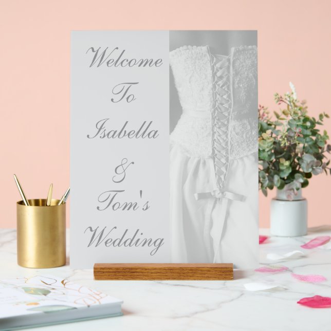 Elegant Lace Bridal Script Wedding Party Acrylic Sign (Wedding)