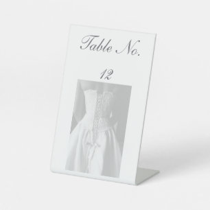 Elegant Lace Bridal Script Wedding Table Number Pedestal Sign