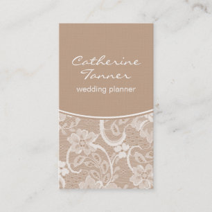 Elegant Lace Business Card, Latte Business Card