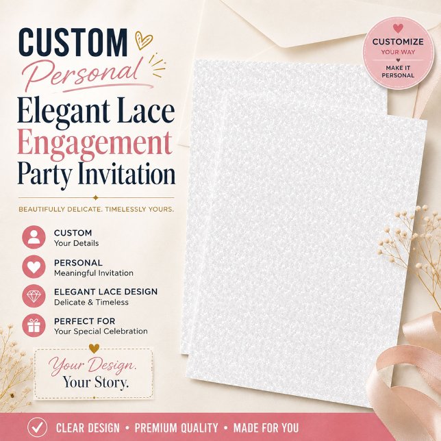Elegant Lace Engagement Party Invitation (Creator Uploaded)