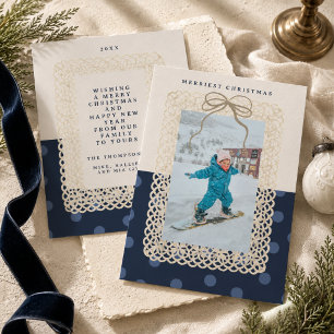 Elegant Lace Frame Family Photo Christmas Holiday Card