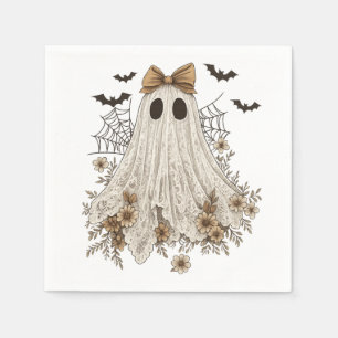 Elegant Lace Ghost with Bow Floral Ghost Napkin