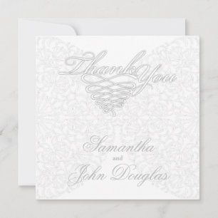 Elegant Lace Grey & White Modern Minimalist Thank You Card