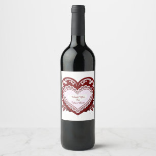💗 Elegant Lace Heart Romantic Tag 💗 Wine Label