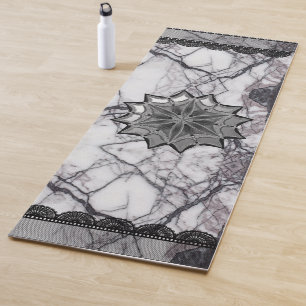 Elegant Lace Marble Mandala Yoga Mat