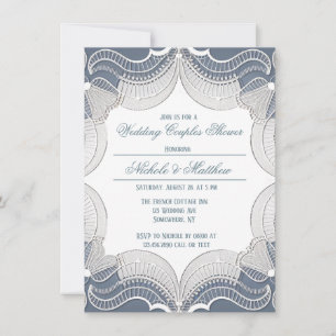 Elegant Lace On Blue Wedding Couples Shower Invitation