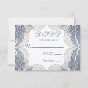 Elegant Lace On Blue Wedding RSVP Cards