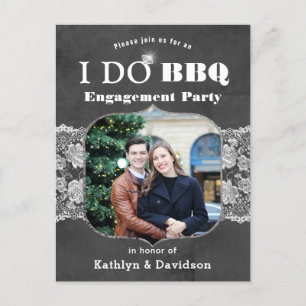 Elegant Lace Photo I DO Engagement Invitation Postcard