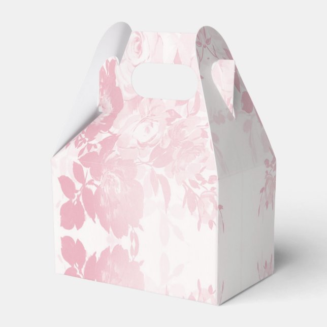 Elegant lace pink flowers favour box (Back Side)