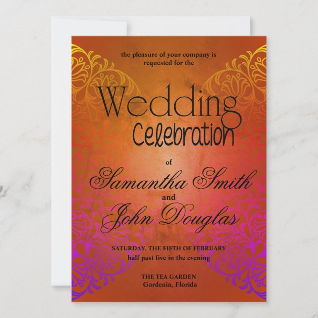 Elegant Lace Rustic & Black Modern Minimalist Invitation (Front)