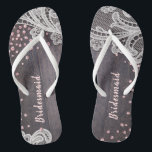 Elegant Lace rustic wood blush glitter bridesmaid Jandals<br><div class="desc">Elegant white vintage lace and sparkle blush pink glitter on dark rustic barn wood background. great for rustic wedding, barn wedding and country wedding.
See all the matching pieces in collection.</div>