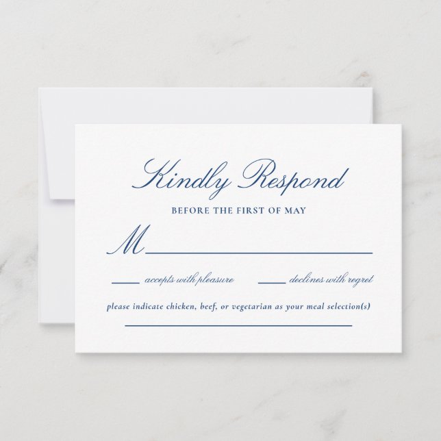 Elegant Lace Script Wedding RSVP Card (Front)