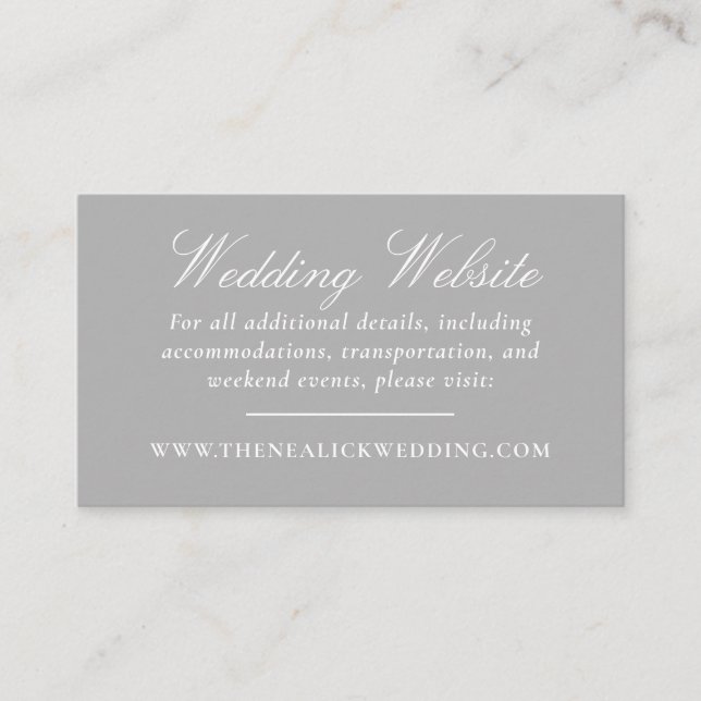 Elegant Lace Script Wedding Website Enclosure Card (Front)