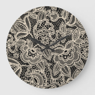 Elegant Lace Seamless Pattern Design Large Clock